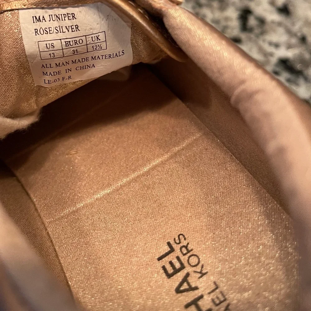 Michael Kors Girls Rose Gold Glitter Monogram Sneakers Size 13 Little Kid